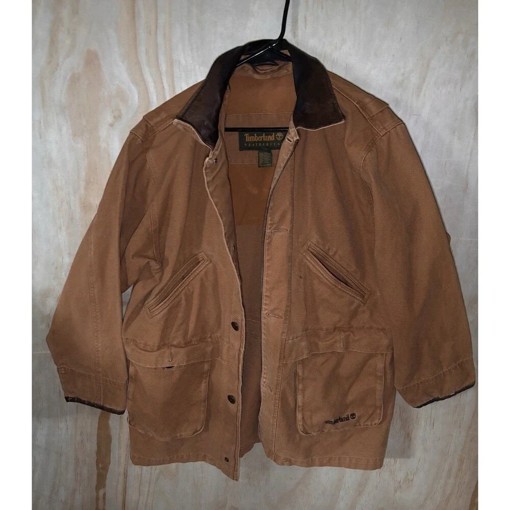 Timberland Barn Coat Mens Xs Tan Canvas Corduroy Collar Field Jacket